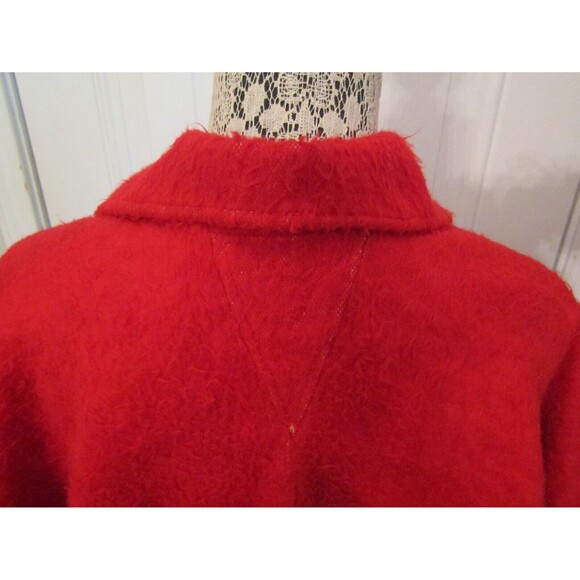 Vintage Womens Red Graphic Wool Llama Alpaca Print Wrap Cape Collared One Size - Picture 7 of 8